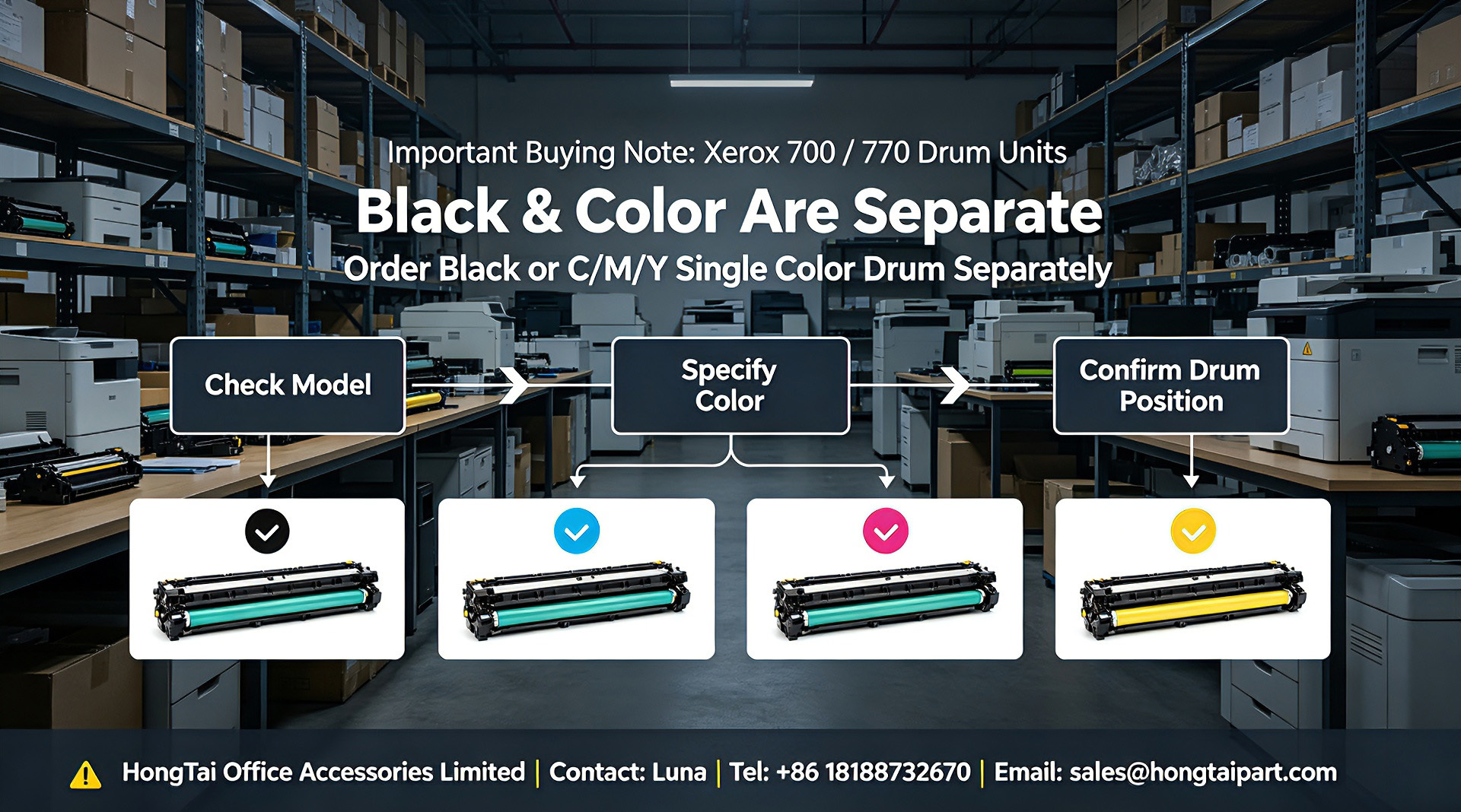 บล็อกบริษัทล่าสุดเกี่ยวกับ ตลับหมึก Xerox 700 770 | กลองสีดำและกลองสีเป็นหน่วยแยกกัน